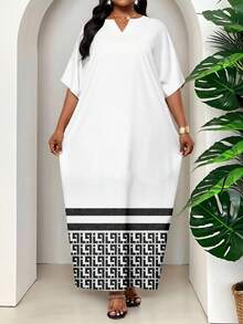 SHEIN Lady Plus Size Spring, Summer, Autumn And Winter Elegant White Braided Notch Robe Dress Plus Size Dress Summer Dress Spring Dress Mother's Day - White - View 4