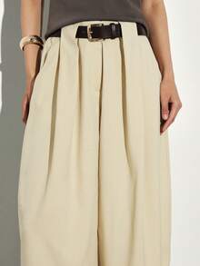 KSTM Women High Waisted Wide Leg Palazzo Pants Relaxed Fit Balloon Trousers Casual Loose Flowing Bottoms With Belt Loops - Yellow - View 5