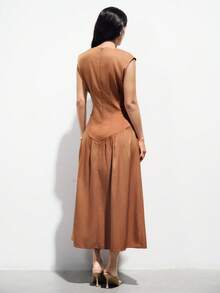 Aveloria Modichic Rochie lungă fără mâneci, cu design elegant și elegant, cu talie înaltă, stil francez - Maro - Vizualizare 2