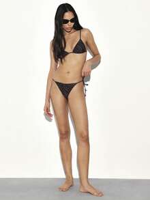 KSTM Zebra Print Triangle Bikini Top With Adjustable Straps Summer Beach Swimwear For Women - Brown - View 3