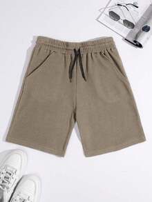 EURMUSE 100%Cotton 2pcs/Set Men's Waffle Fabric Basic Shorts - Aprikot - View 3
