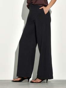 KSTM High Waisted Wide Leg Black Trousers For Women Fall Winter Office Professional Business Casual Palazzo Pants - Black - View 5