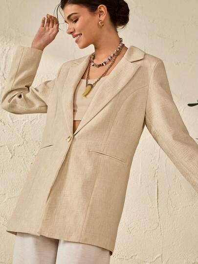 Bóhologie Blazers de ajuste regular con detalles de botones dorados y tela de lino