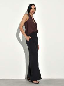 KSTM High Waisted Wide Leg Black Trousers For Women Fall Winter Office Professional Business Casual Palazzo Pants - Black - View 6