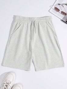 SHEIN Cottnline Men's Waffle Fabric Basic Shorts 2-Pack - White - View 4