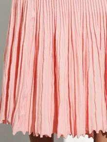 KSTM Knit Ribbed Mock Neck Sleeveless Top With Pleated Midi Skirt Co Ord Set Ruffle Detail Sweater Coordinates - Pink - View 7
