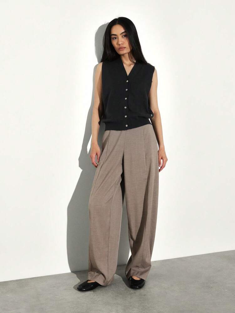 KSTM Ärmellose V-Ausschnitt Knopfleisten Strickweste mit Doppelplakette Design, professionelles Layering-Teil für Herbst und Winter