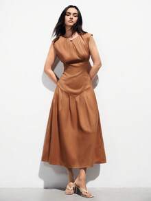 Aveloria Modichic Rochie lungă fără mâneci, cu design elegant și elegant, cu talie înaltă, stil francez - Maro - Vizualizare 4