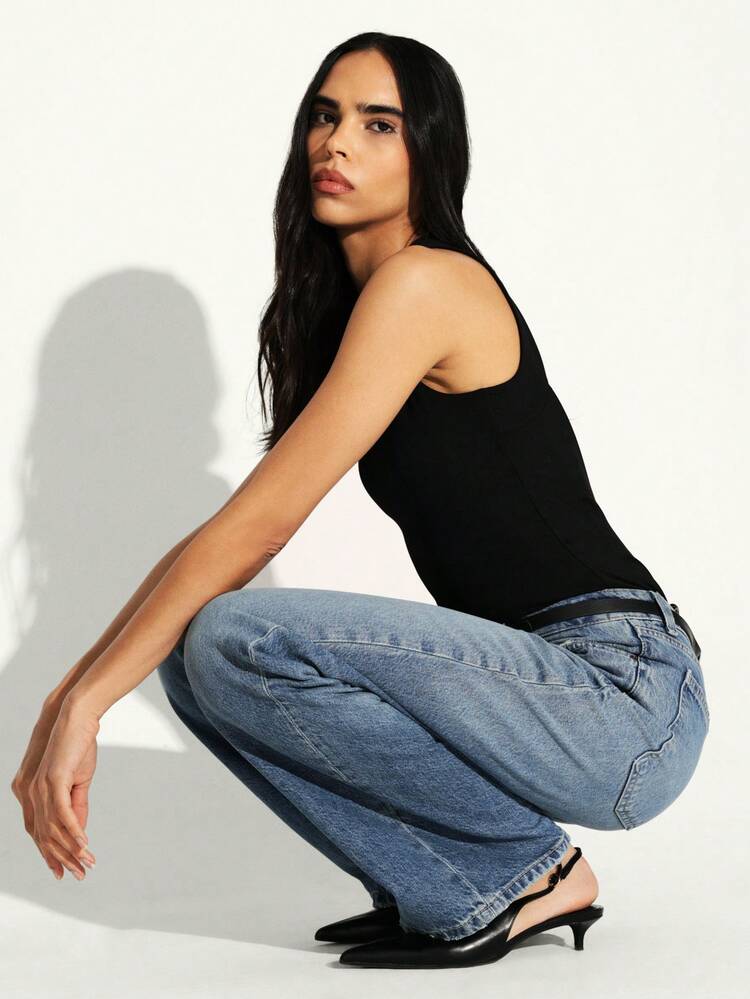 KSTM Open Back Sleeveless Bodysuit For Women Backless Fitted Top Crew Neck Tank Style Casual Everyday Wear