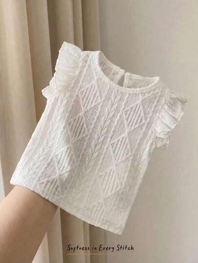 Cozy Pixies Top sin mangas de cuello redondo hueco de unicolor para bebé niña, versátil y cómodo