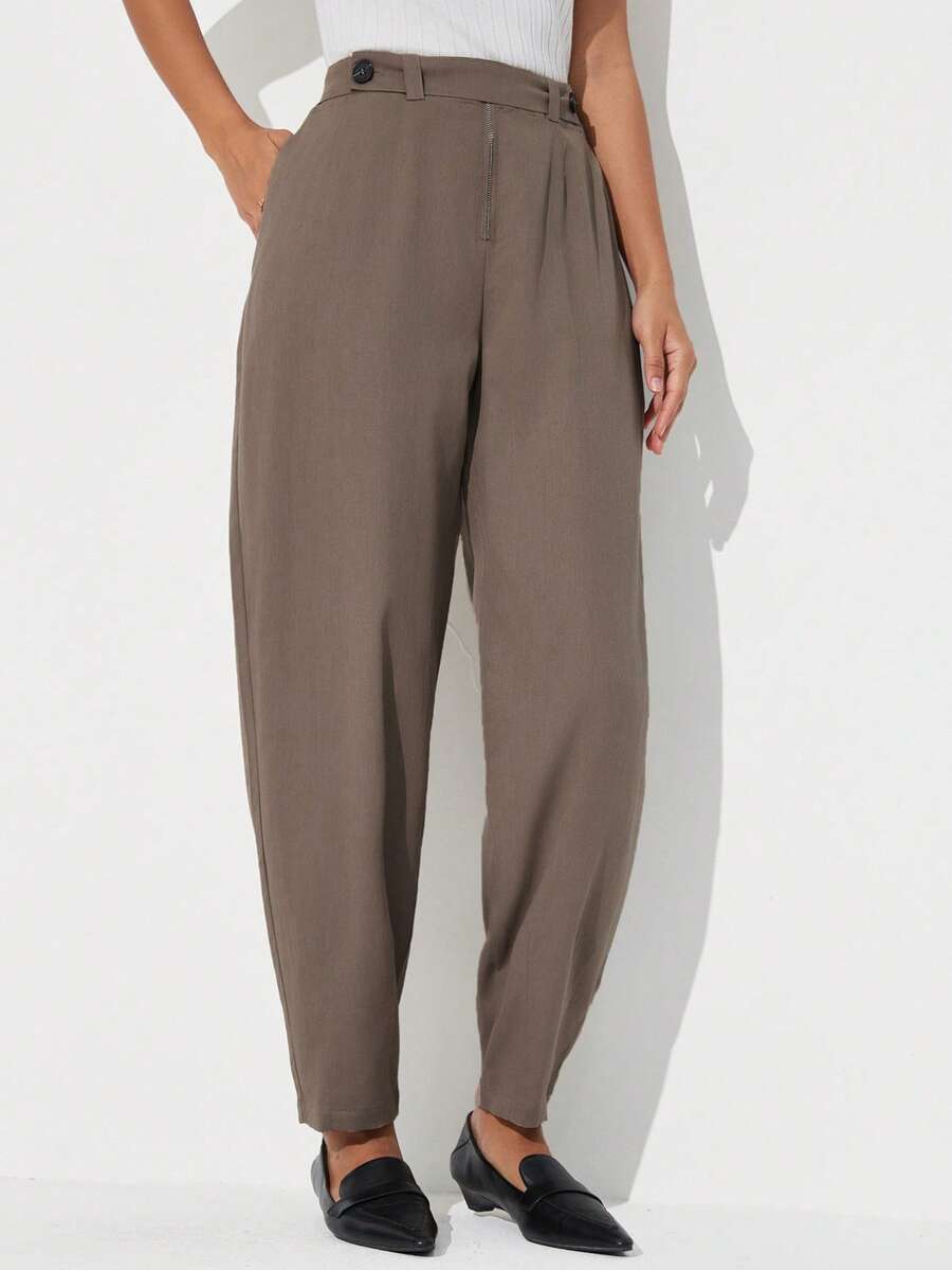 Aveloria Modichic New Elegant Slimming Zipper Banana Pants Suit Trousers - Khaki - View 1