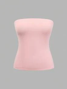 SHEIN EZwear 4pcs/Set Plus Size Women Solid Color Fitted Casual Tube Top - Multicolor - View 6