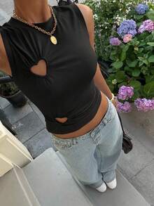 Muchica Black Knit Bodycon Top For Women,Summer Top - Black - View 6