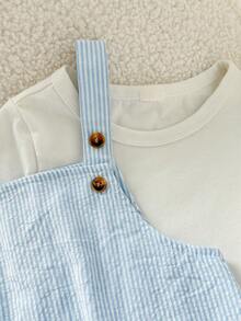 Cozy Pixies Baby Boy Blue & White Striped Romper, Versatile & Comfortable - Blue - View 5