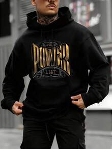 Otoño invierno caliente hoodie hombre casual patrón estampado manga larga sudadera con capucha hombre top - Negro - Ver 1
