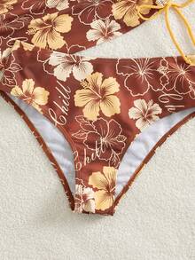 Swim Vcay Bộ đồ bơi tankini hai mảnh thanh lịch dành cho nữ, thích hợp cho lễ hội âm nhạc bãi biển mùa xuân/hè, họa tiết hoa, đính cườm, dây rút, cổ nhún, dáng suông. - Nhiều màu - Xem 3