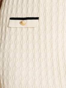 KSTM Ribbed Knit Mini Polo Dress With Contrast Trim Short Sleeve Button Front Sweater Dress Fall Winter - Beige - View 7