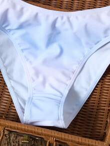 Swim Vcay Bộ bikini thời trang mùa hè dành cho nữ, đính ngọc trai giả, thích hợp đi biển. - Màu xanh nhạt - Xem 3