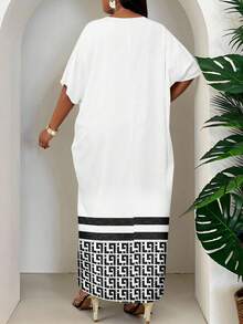 SHEIN Lady Plus Size Spring, Summer, Autumn And Winter Elegant White Braided Notch Robe Dress Plus Size Dress Summer Dress Spring Dress Mother's Day - White - View 2