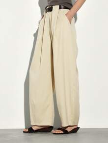 KSTM Women High Waisted Wide Leg Palazzo Pants Relaxed Fit Balloon Trousers Casual Loose Flowing Bottoms With Belt Loops - Yellow - View 4