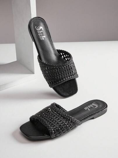 SHUZIA Women's Fashion Casual Comfy Woven PU Flat Sandals