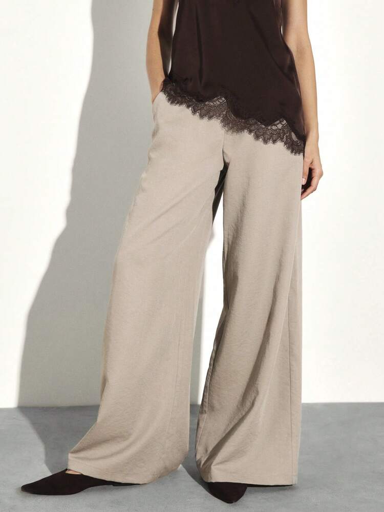 KSTM Women's Relaxed Wide Leg Pants High Waisted Palazzo Trousers Casual Loose Fit Flowy Bottoms Office Wear