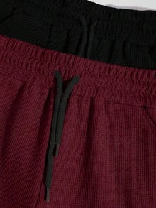 RueChic Set de 2 pantalones cortos básicos de hombre 100% algodón de tejido de gofre - Multicolor - Ver 4