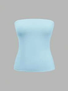 SHEIN EZwear 4pcs/Set Plus Size Women Solid Color Fitted Casual Tube Top - Multicolor - View 9