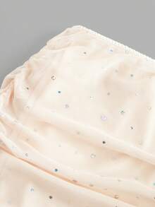 Muchica Mesh Double-Layer Perspective Hip-Wrapped Mini Skirt For Fall Party - Apricot - View 4