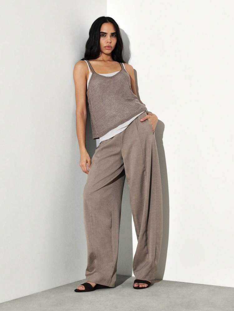 KSTM Damski prążkowany top bez rękawów z dekoltem w serek, bez rękawów, na co dzień, na lato, podstawowy top warstwowy, luźny krój, niezbędny na co dzień