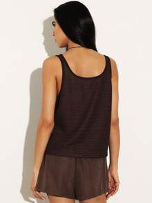 KSTM Women's Brown Crochet Knit Tank Top Sleeveless Summer Festival Casual Loose Fit Scoop Neck - Brown - View 2