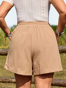 EMERY ROSE Short décontracté ample avec taille élastique, cordon de serrage et poches, polyvalent pour l'été, grande taille - Marron - Voir 7