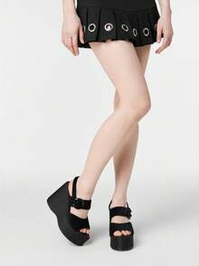 ROMWE Goth Platform Sandals Women's Slippers Fish Mouth Wedge Heel Fashion Women's Shoes - Black - View 6