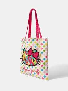 HELLO KITTY AND FRIENDS | SHEIN 一款时尚卡通可爱刺绣帆布包 - 白色D - 查看 2