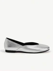 CUCCOO CHICEST Women's Flat-Soled Shoes, Low Vamp PU Material, Slip-On Round Toe Silver Ballet Flats, Mary Jane Silver Flats, Elegant Women's Flats, Light, Comfortable And Versatile, Casual, Suitable For Daily Commuting/Christmas Thanksgiving/Prom Party/Outside Women's Shoes Summer Shoes Wedding Shoes Bride Shoes - Silver - View 8