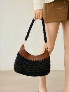 MOTF FASHION VACATION WOVEN TOTE BAG - Black - View 1