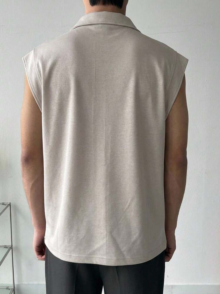 Khaki Sleeveless Shirt For Men, Summer