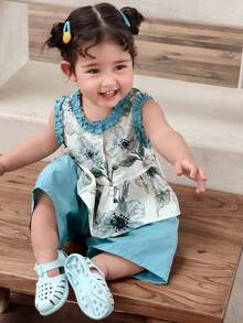 Dazy Kids Infant/Toddler Girls' Vacation All-Over Print Korean Style Sleeveless Shirt & Pants Set - Baby Blue - View 8