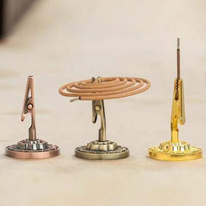 Madebyblanc 3件套莲花香炉，中式禅意新款合金莲花香架，带夹子，适用于条状香、盘状香、檀香等天然香，多功能香盘及香架配件，室内香薰炉，适用于家庭冥想室、瑜伽馆、俱乐部、茶室等场所，非常适合瑜伽冥想、阅读禅修、茶歇、沐浴等场合，高品质禅意香炉，适合日常使用，是乔迁、生日和商务馈赠的理想之选。