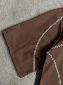 AXEPEAK Men's Minimalist Printed Round Neck Short Sleeve T-Shirt - Coffee Brown - View 5