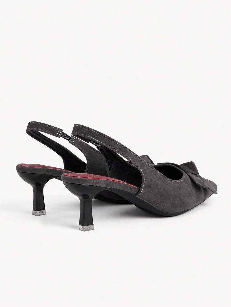 CUCCOO CHICEST Women's Pointed Toe Mid-Heel Shoes, Spring/Summer New Design With Romantic Elegant Bow Decor, Minimalist Sexy Gray Pumps, Versatile Chic Outfit Elegant Shoes Wedding Shoes