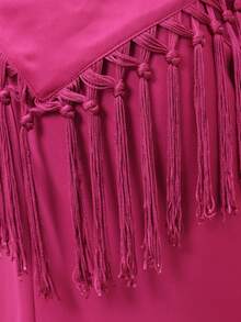 KSTM 露背吊带长裙，饰有流苏细节，适合特殊场合和晚宴活动 - 中紫紅色 - 查看 5