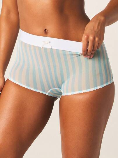 MISSGUIDED 条纹网眼平角内裤，弹性腰带，舒适贴身