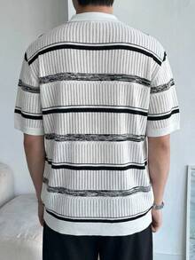 DAZY Men's Striped Polo Collar Half-Zip Knit Top, Summer - Multicolor - View 2