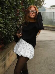 SILVIA DI SANTO 女士圆点花卉印花 A 字迷你裙 - 白色 - 查看 6