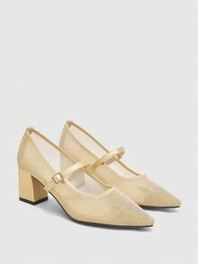CUCCOO BIZCHIC Women Pointed Toe Fashion Daily Commute High Heels For Christmas Spring Shoes - Gold - View 7