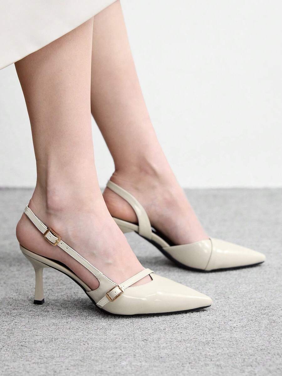 CUCCOO BIZCHIC 女士尖头低帮性感细跟高跟鞋，四季皆宜，适合户外通勤、宴会、派对等场合。 - 米色 - 查看 1