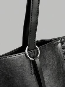 Ontre New Foldable Large Capacity Tote Bag, Shoulder Bag, Handbag - Black - View 6