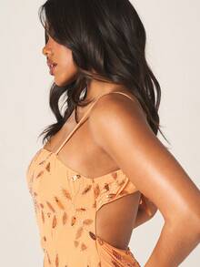 MISSGUIDED Beaded Sequin Mini Dress With Spaghetti Straps Bodycon Fit Party Evening Cocktail Formal Occasion Sparkle Embellished Sleeveless Orange Gold - Orange - View 5