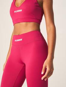 Missguided x Playboy Quần legging thể thao dài cạp cao màu hồng đậm dành cho nữ, có logo, chất liệu co giãn, thích hợp cho tập yoga và các hoạt động thể thao khác. - Hồng - Xem 4